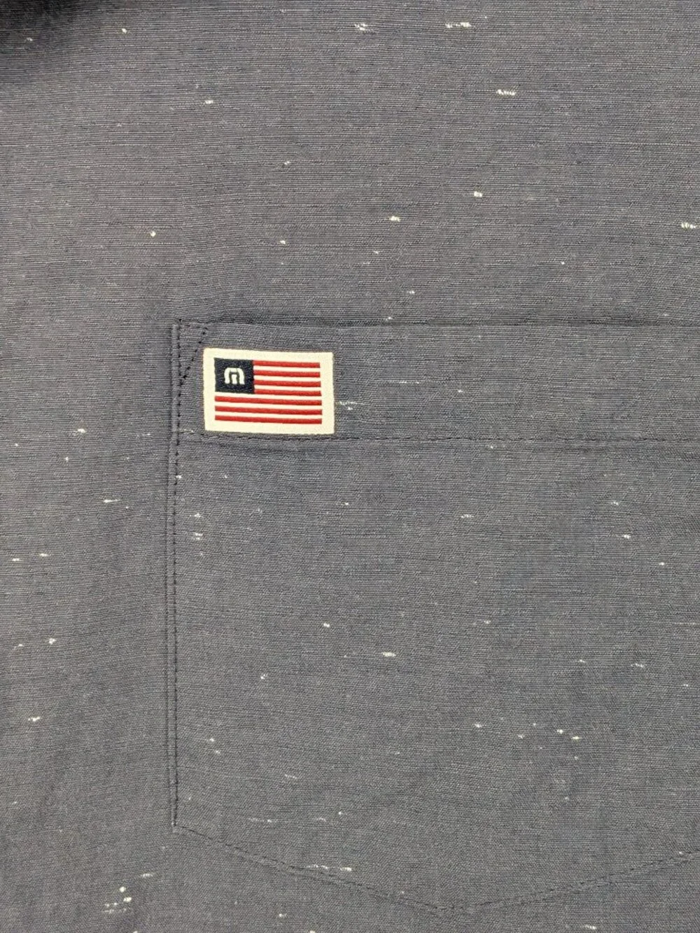 Travis Mathew Speckled Button Up Short Sleeve Golf USA Flag Logo‎ Sport XXLarge